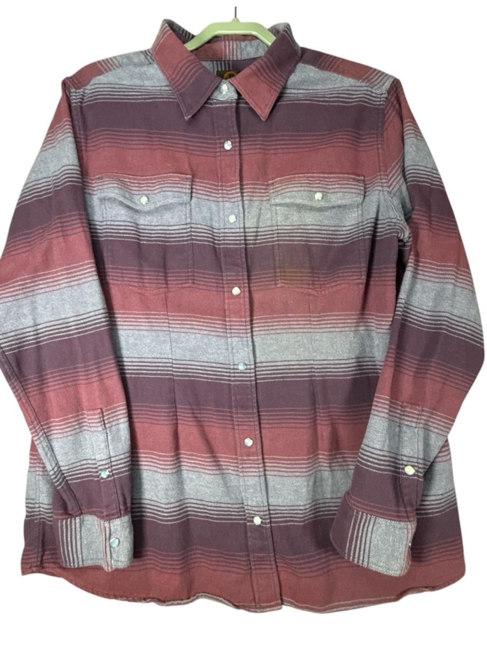 Overland Sile Men's Size XL Striped Flannel Shirt - Red/Grey/Purple